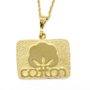 Large Gold Cotton Inc Necklace with Seal of Cotton Logo