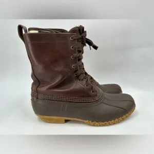 LL Bean Maine Hunting Shoe 8&quot; Duck Boot Gore Tex Sock Liner Men's 10 F M Brown