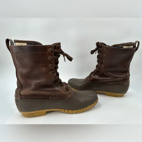 LL Bean Maine Hunting Shoe 8&quot; Duck Boot Gore Tex Sock Liner Men's 10 F M Brown