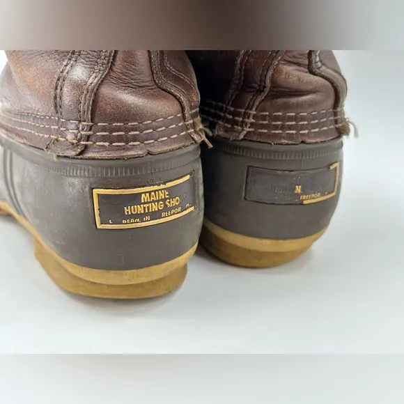 LL Bean Maine Hunting Shoe 8&quot; Duck Boot Gore Tex Sock Liner Men's 10 F M Brown