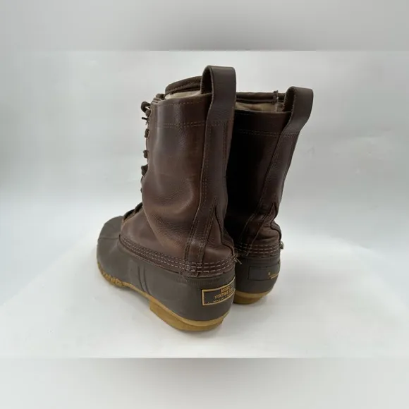 LL Bean Maine Hunting Shoe 8&quot; Duck Boot Gore Tex Sock Liner Men's 10 F M Brown