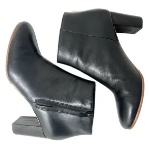 Loeffler Randall Ana-Va Block Heels Side Zip Leather Ankle Boots Black Size 6.5