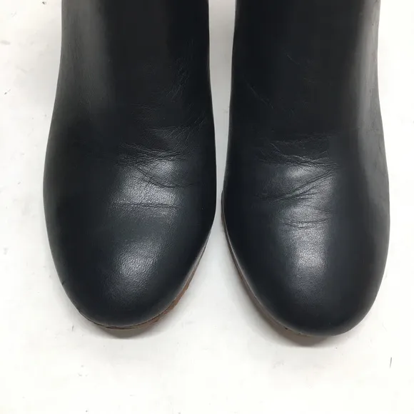 Loeffler Randall Ana-Va Block Heels Side Zip Leather Ankle Boots Black Size 6.5