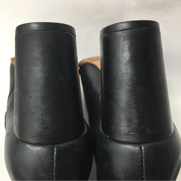 Loeffler Randall Ana-Va Block Heels Side Zip Leather Ankle Boots Black Size 6.5