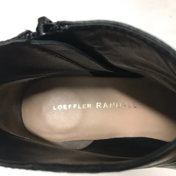 Loeffler Randall Ana-Va Block Heels Side Zip Leather Ankle Boots Black Size 6.5