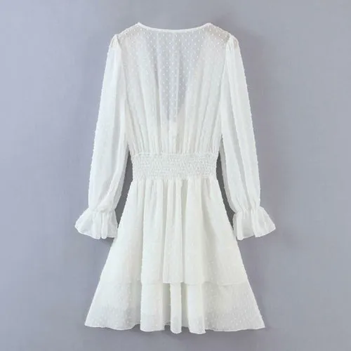 Long Sleeve Tier Tie Mini Dress