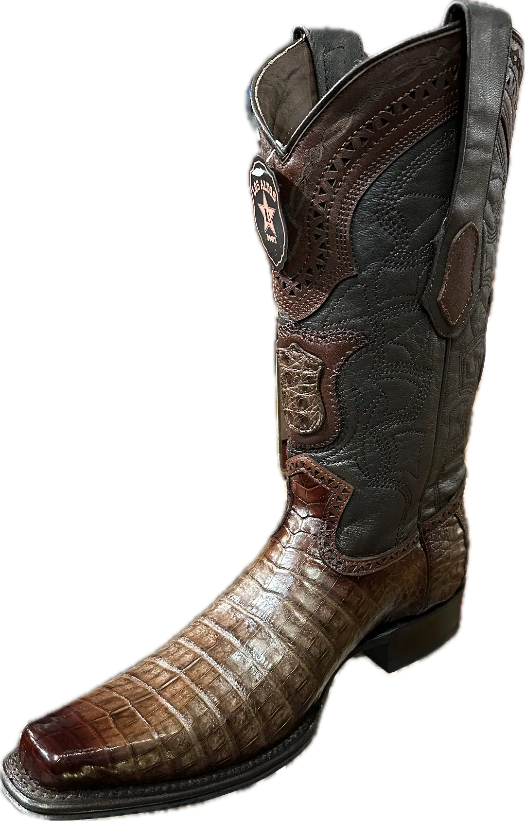 Los Altos Men's Boots - Brown Caiman Belly Narrow Square Toe