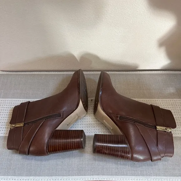 Louise Et Cie Ankle Boots Brown Leather Round Toe Size 7.5/37.5