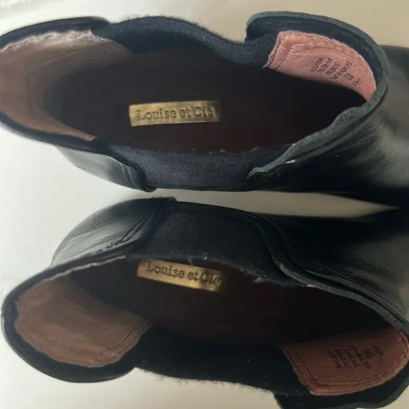 Louise et Cie Waldon Black Leather Ankle Boots Womens Sz 8 M