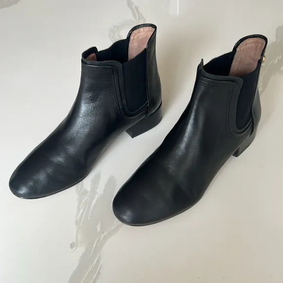 Louise et Cie Waldon Black Leather Ankle Boots Womens Sz 8 M