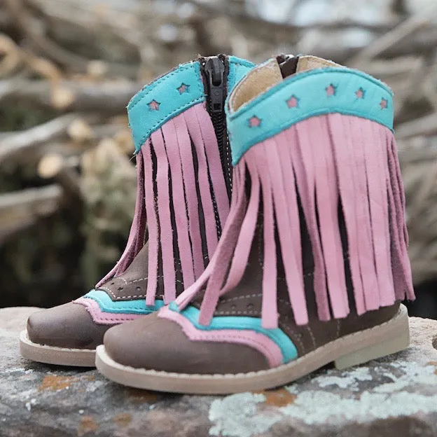 Lyddie Pink Fringe Toddler Boots