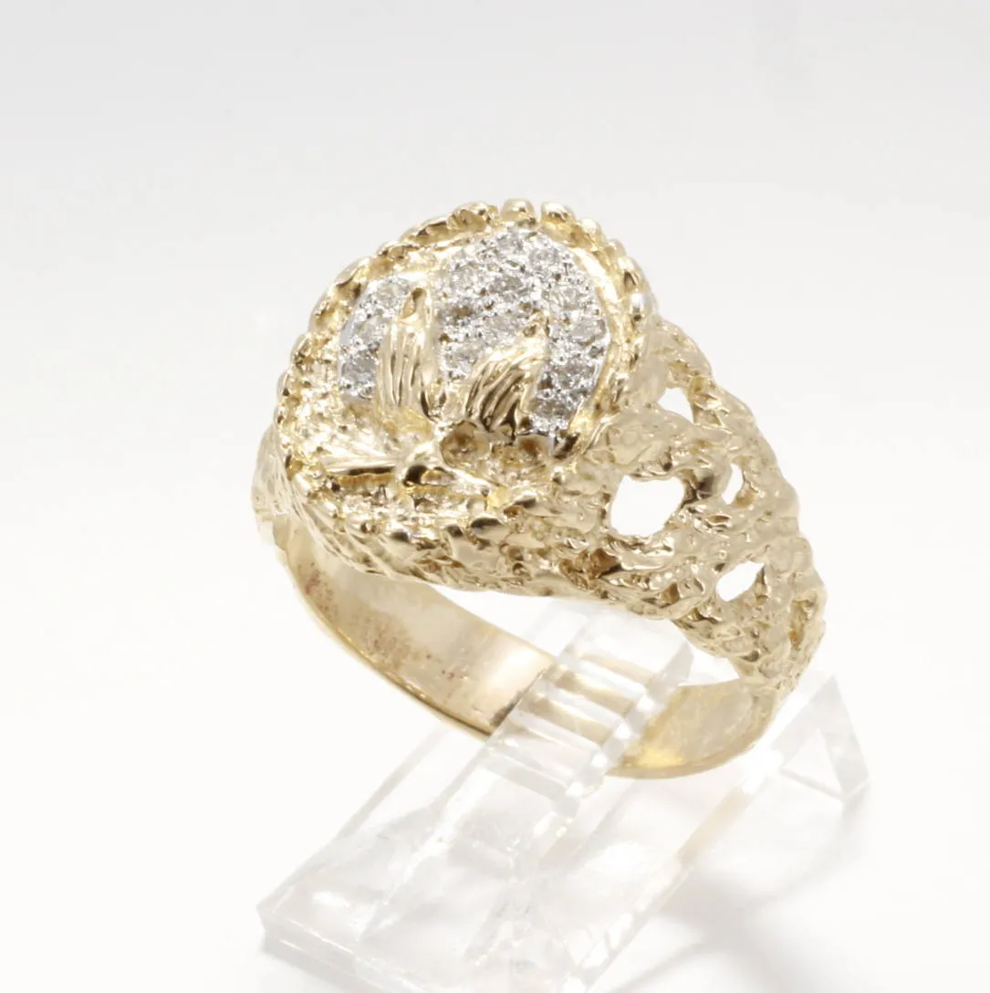 Mans Cotton Boll Diamond 14kt Gold Ring