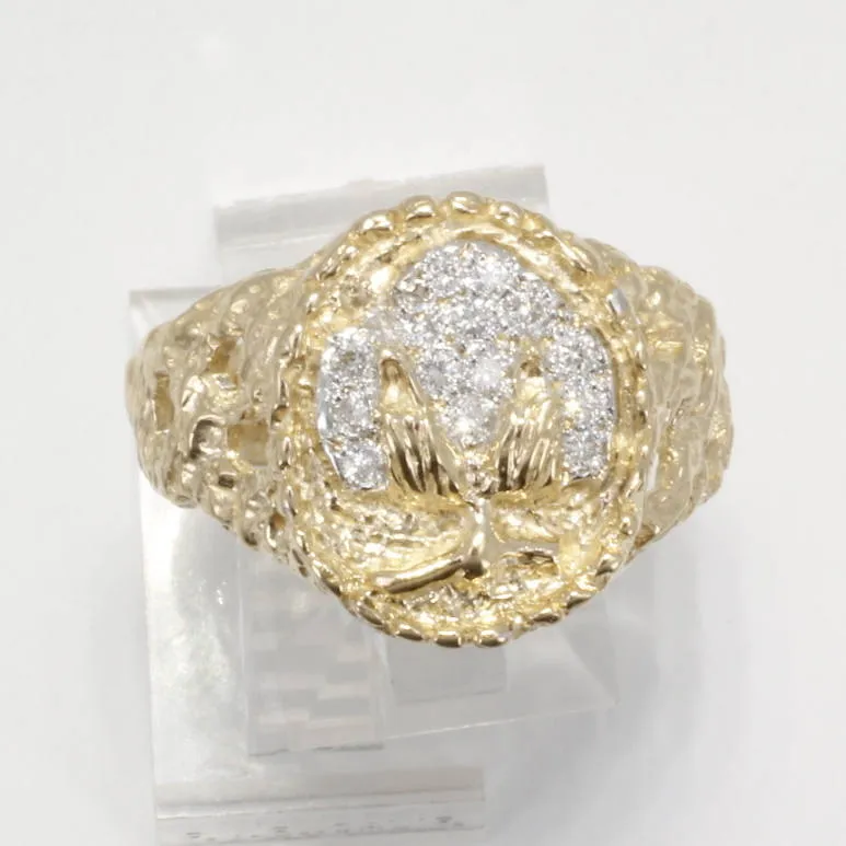 Mans Cotton Boll Diamond 14kt Gold Ring