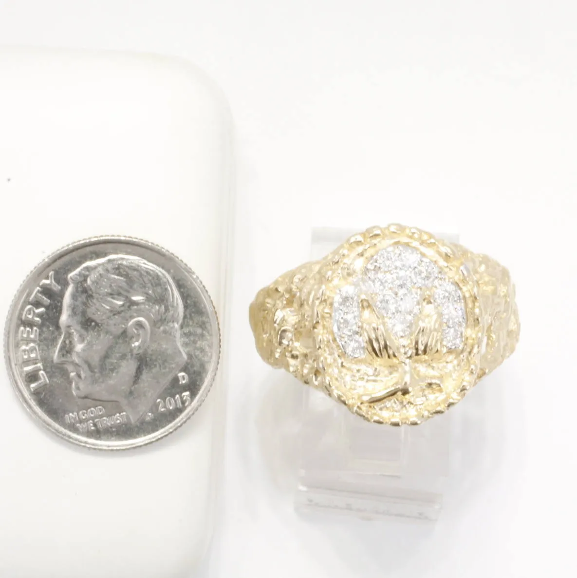 Mans Cotton Boll Diamond 14kt Gold Ring