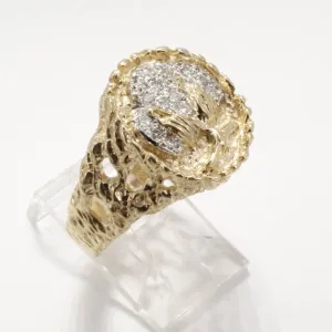 Mans Cotton Boll Diamond 14kt Gold Ring