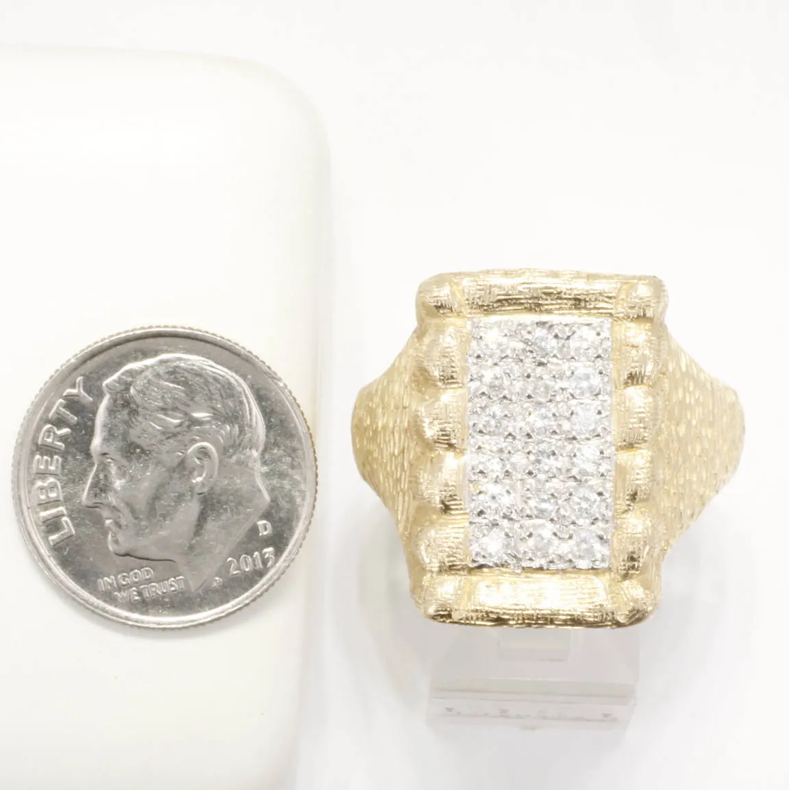 Mans Large Diamond Cotton Bale Ring