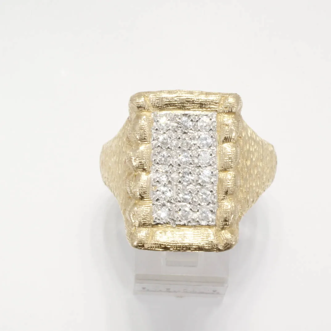 Mans Large Diamond Cotton Bale Ring