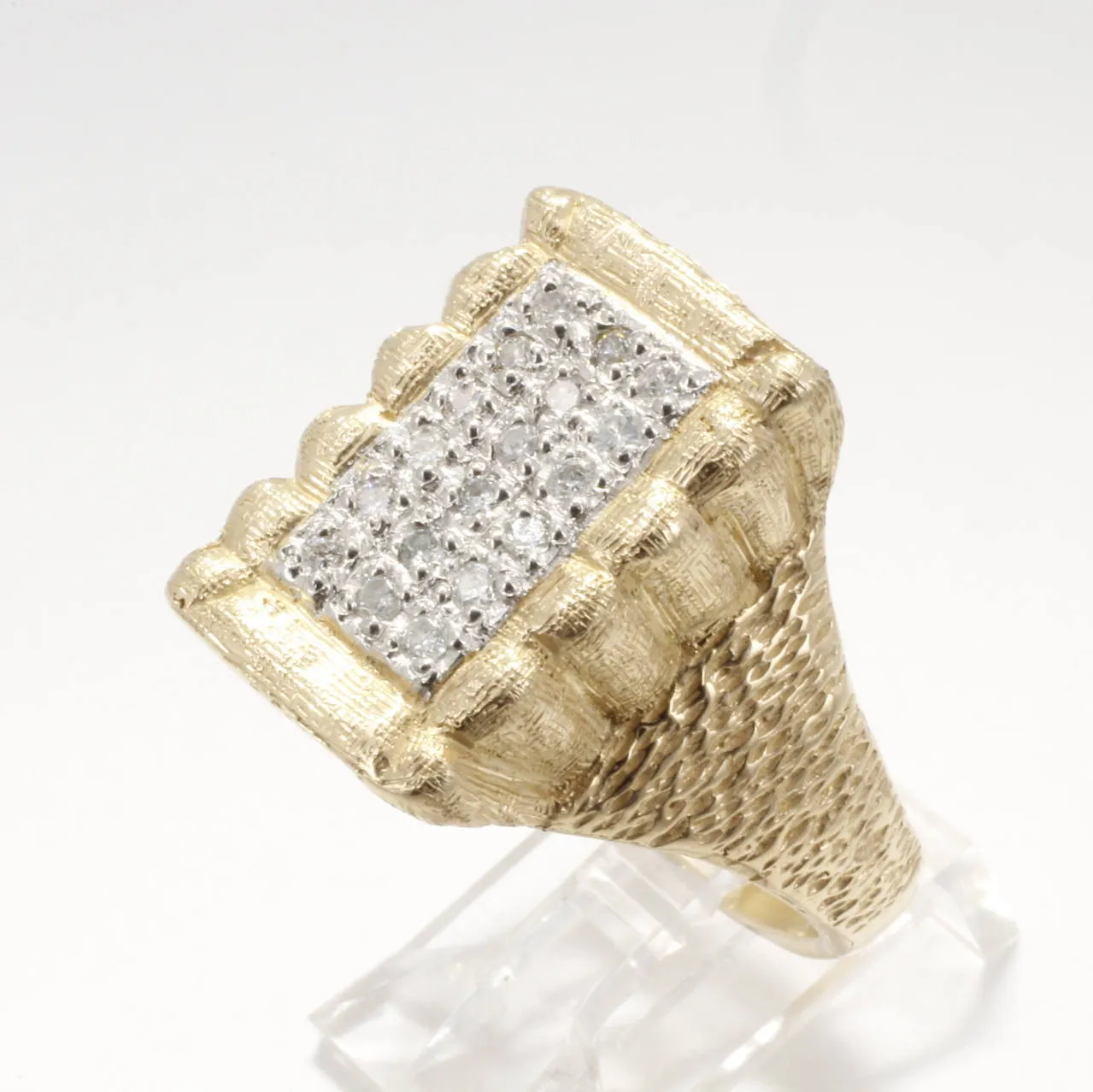 Mans Large Diamond Cotton Bale Ring