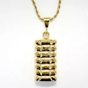 Mans Large Gold Cotton Bale Necklace with Rope Chain for him