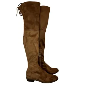 Marc Fisher Over the Knee Boots Pointed Toe Block Heel Cognac Women's S 7.5 NWOT