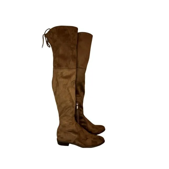 Marc Fisher Over the Knee Boots Pointed Toe Block Heel Cognac Women's S 7.5 NWOT
