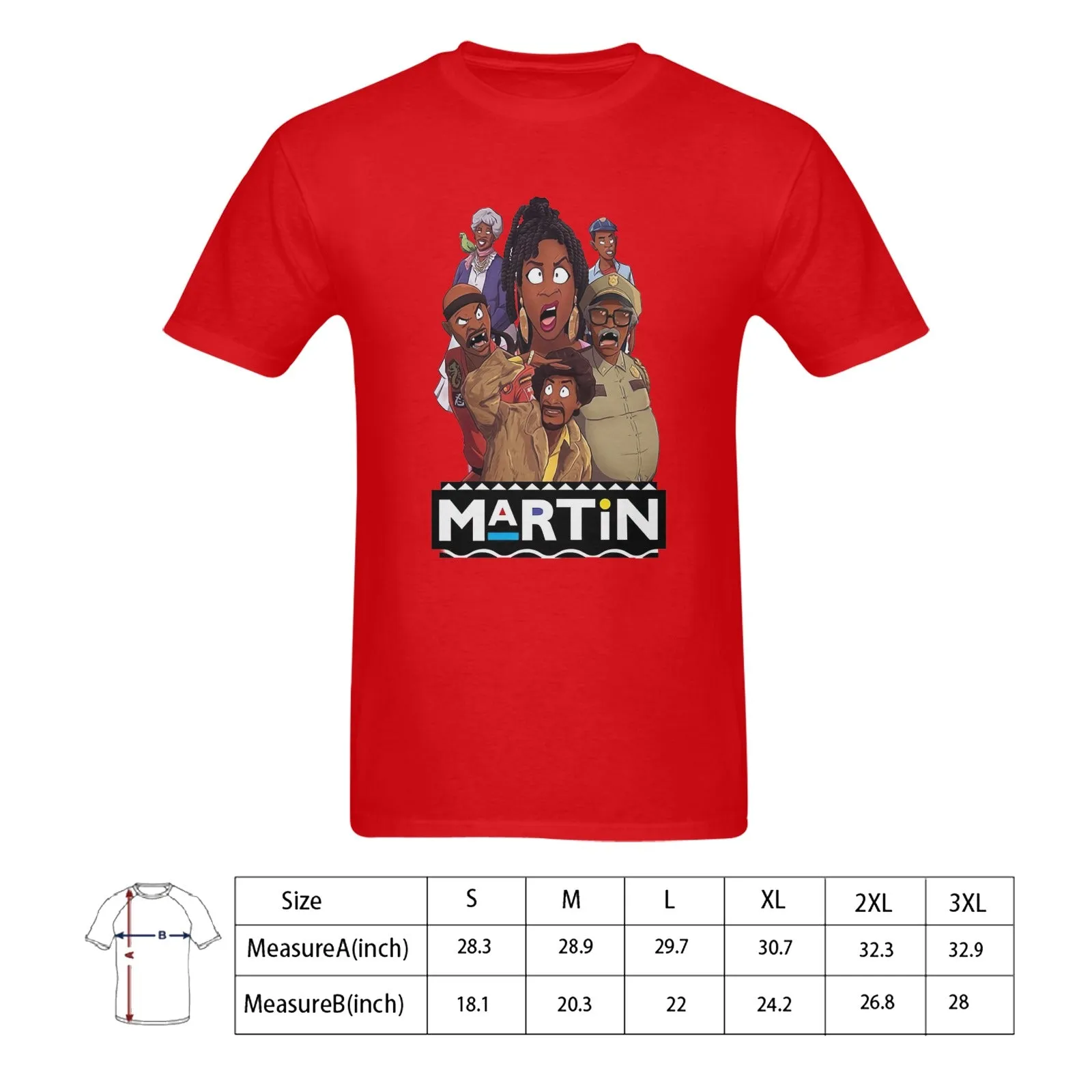 Martin Characters Animated Men's T-shirt 100% Cotton
