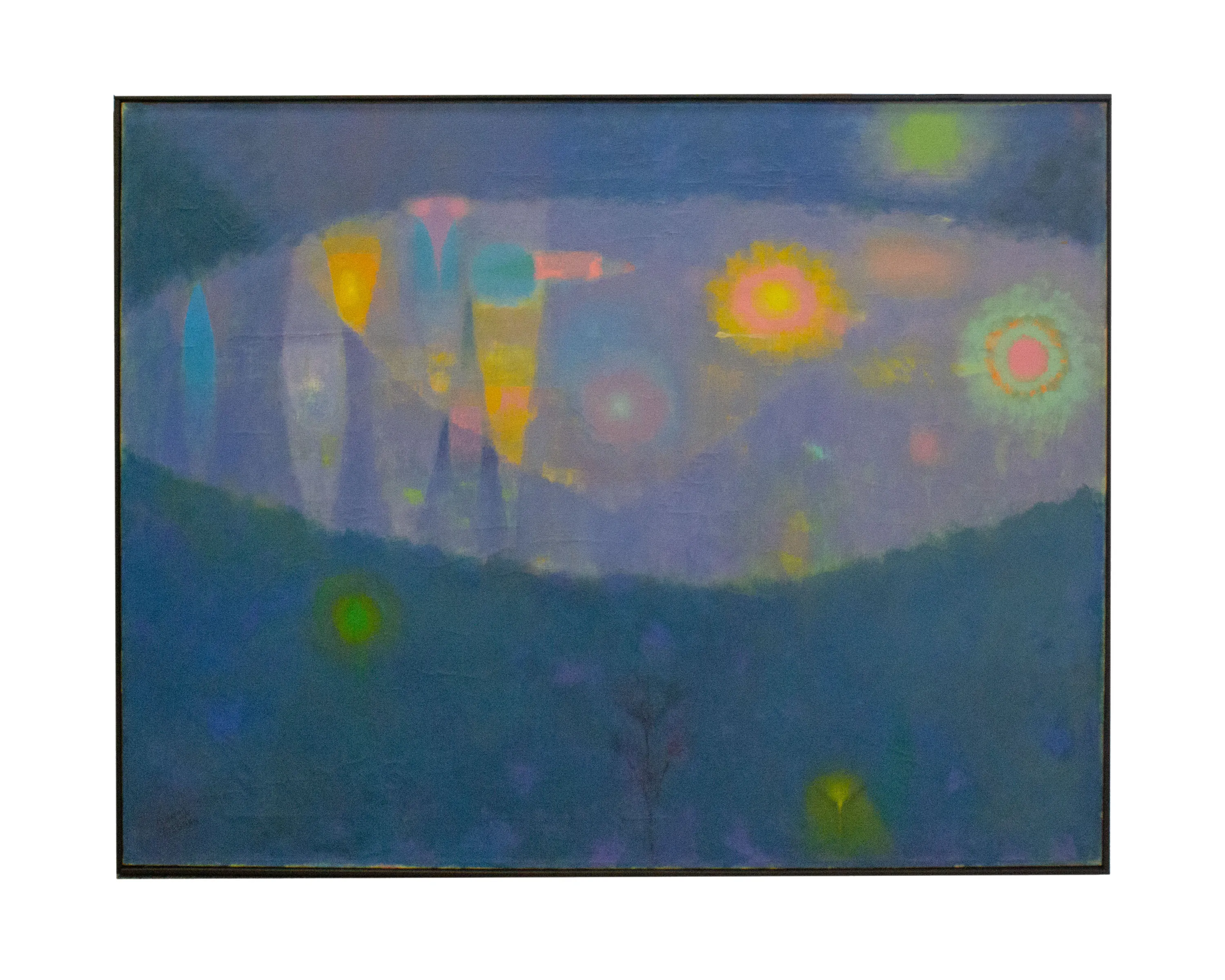 Martin Friedman Signed “Moon Flower” Abstract Oil on Canvas Painting