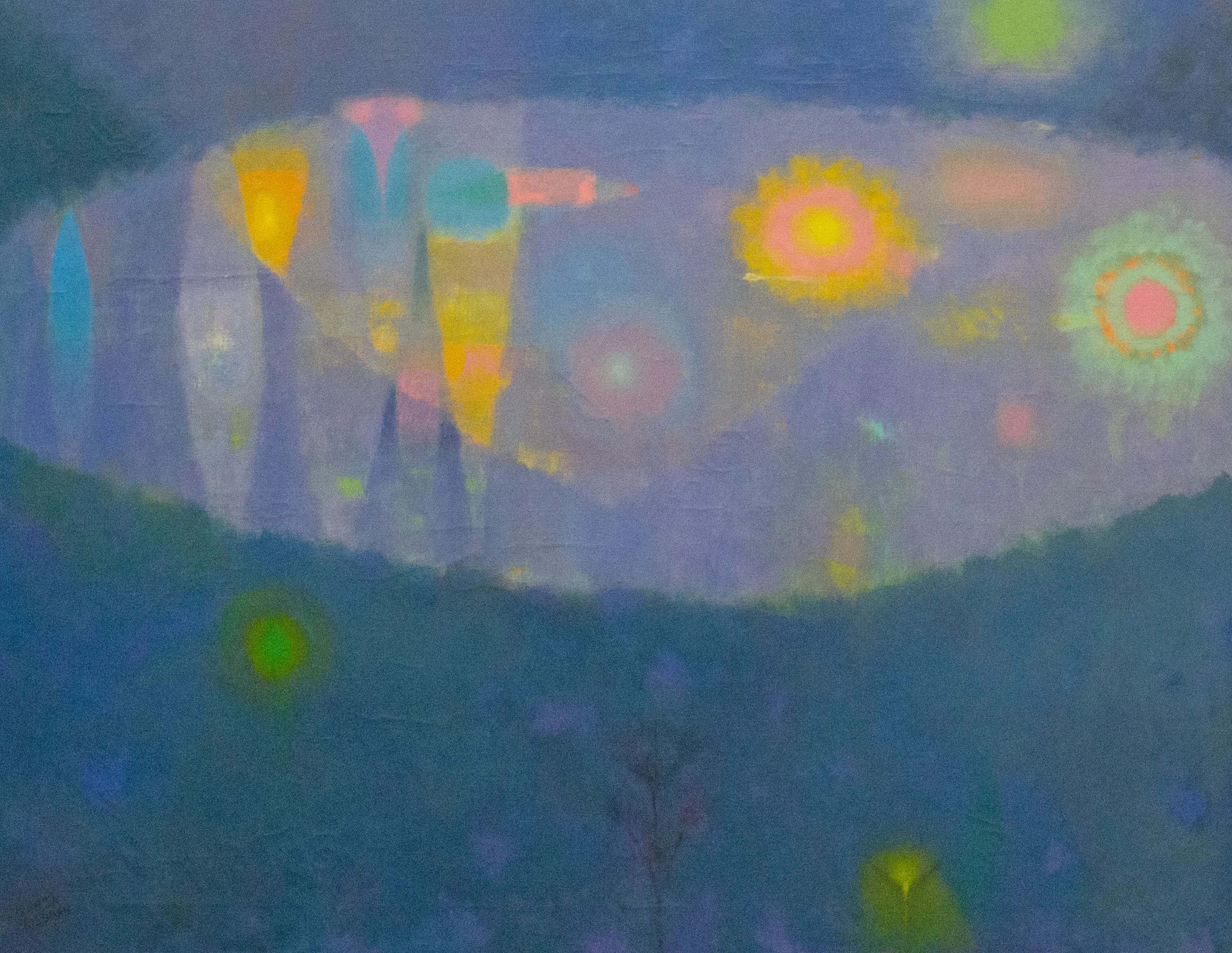 Martin Friedman Signed “Moon Flower” Abstract Oil on Canvas Painting