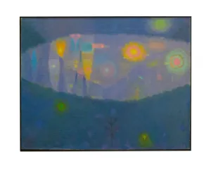 Martin Friedman Signed “Moon Flower” Abstract Oil on Canvas Painting