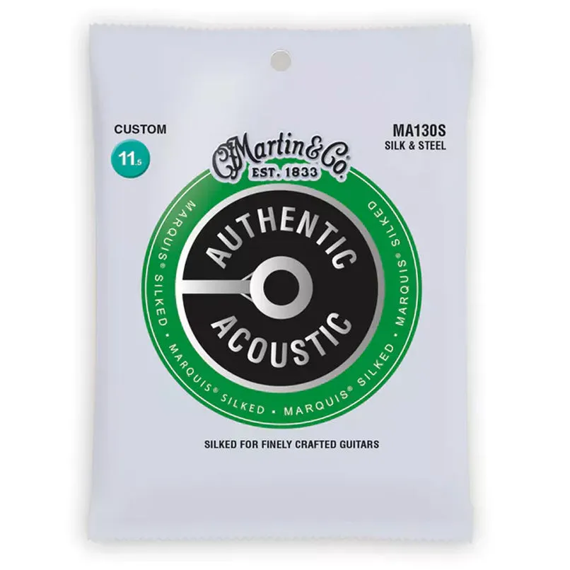 Martin MA130S Marquis Silked Silk and Steel Authentic Acoustic Guitar Strings Silk and Steel 11.5-47