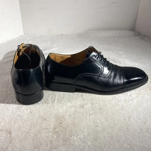 Massimo Emporio Mens Black Handmade  Cap Toe Shoes