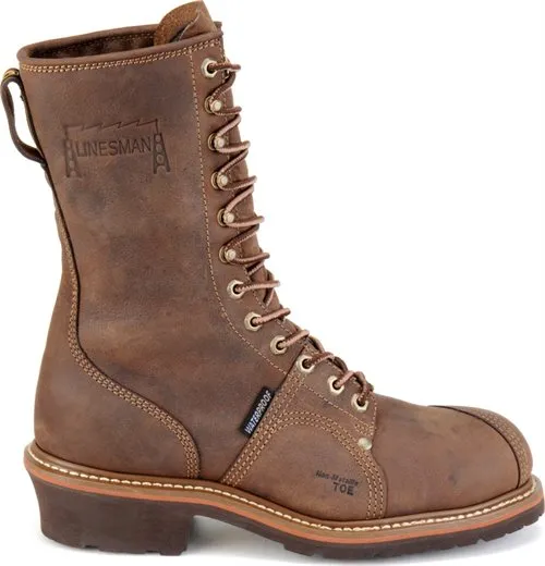 Men's Carolina 10" Waterproof Composite Toe Linesman Work Boot