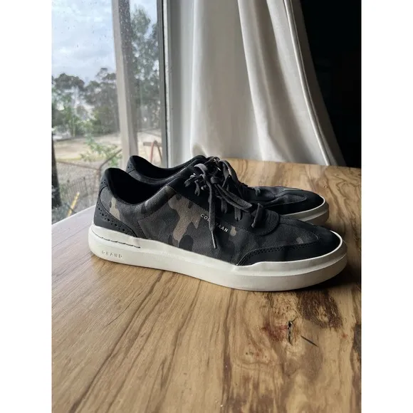 Men's Cole Haan Grandpro Rally Canvas T-Toe Sneaker Black/Camo #C37371 Size 11