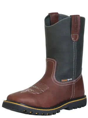 Men's Genuine Leather Pull-On Soft Toe Work Boots 'Overwork' 124702
