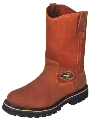 Men's Genuine Leather Pull-On Steel Toe Work Boots 'El General' Honey 31329