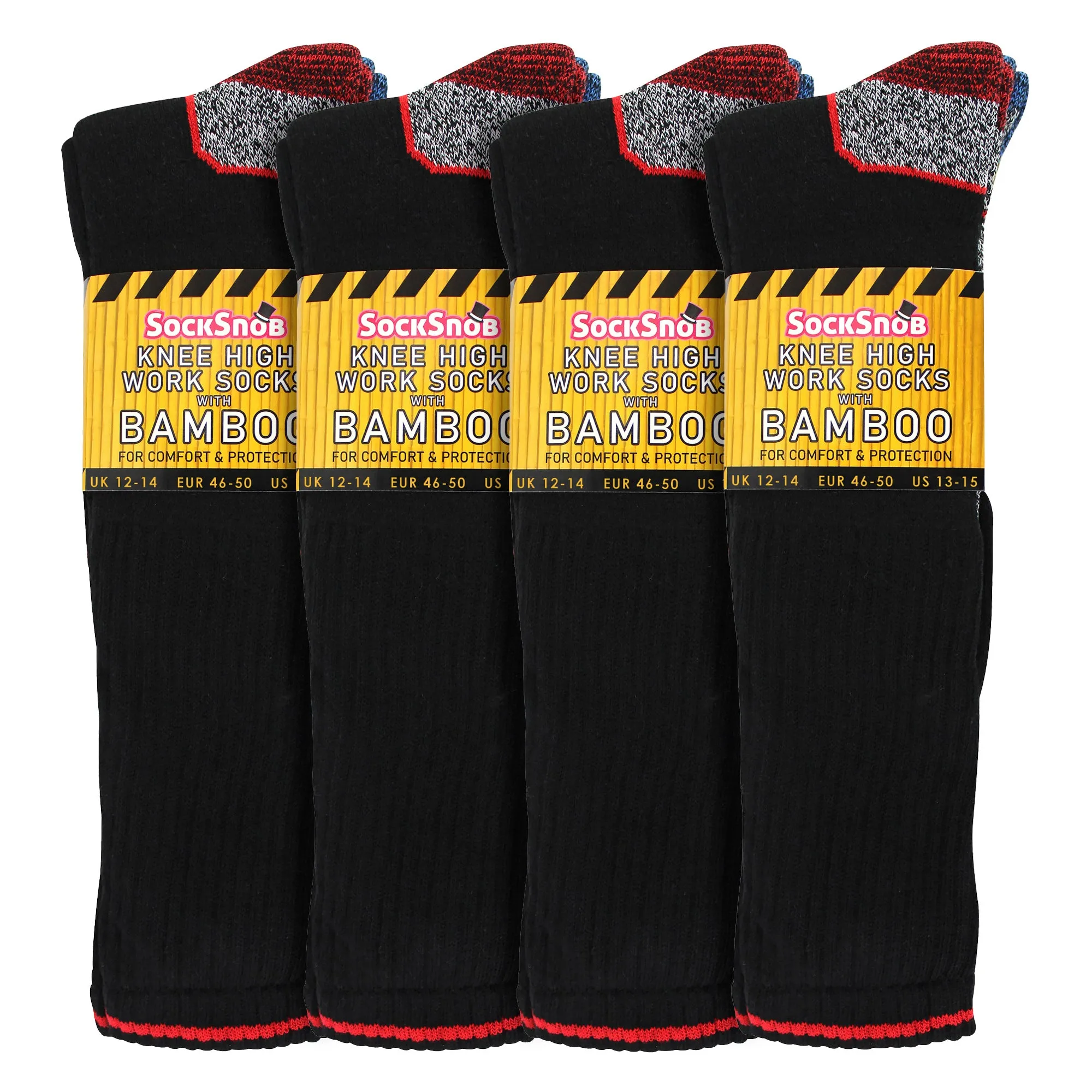 Men's Knee High Bamboo Work Socks for Steel Toe Boots | Anti Sweat Heavy Duty