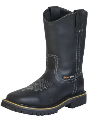 Men's Leather Bovine Grasso Pull-On Soft Toe Work Boots 'Overwork' 124710