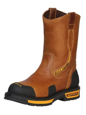 Men's Soft Toe Work Boots Crazy Leather 'Buffalo & Bull' Honey 123029