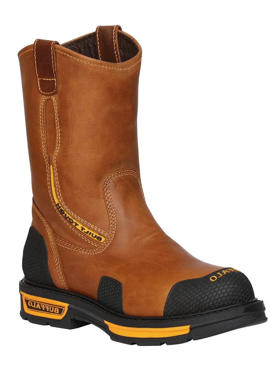 Men's Soft Toe Work Boots Crazy Leather 'Buffalo & Bull' Honey 123029