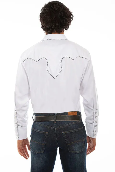 Men's Vintage Western Shirt Collection: Scully Classic White & Black
