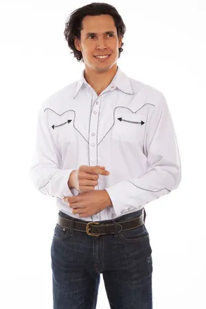 Men's Vintage Western Shirt Collection: Scully Classic White & Black
