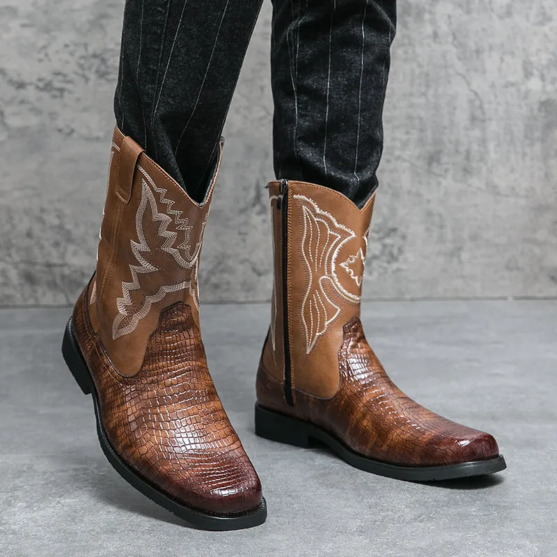 Men's Winter Crocodile Pattern Boots