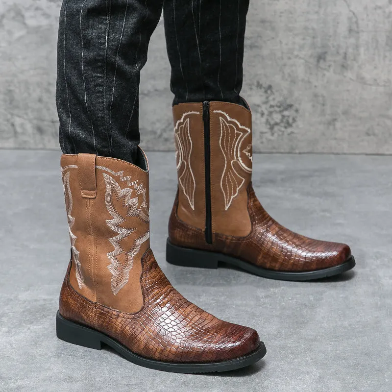Men's Winter Crocodile Pattern Boots