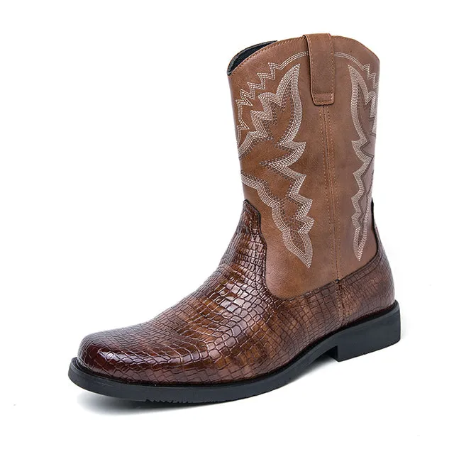Men's Winter Crocodile Pattern Boots