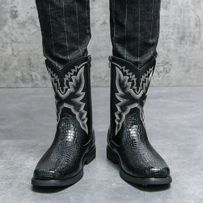 Men's Winter Crocodile Pattern Boots