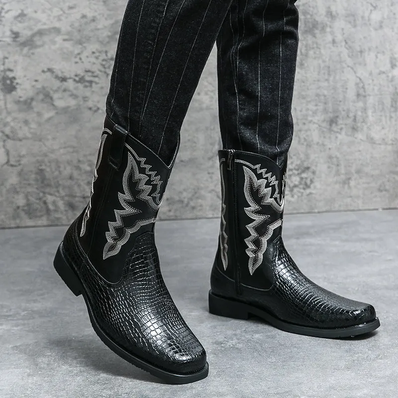 Men's Winter Crocodile Pattern Boots