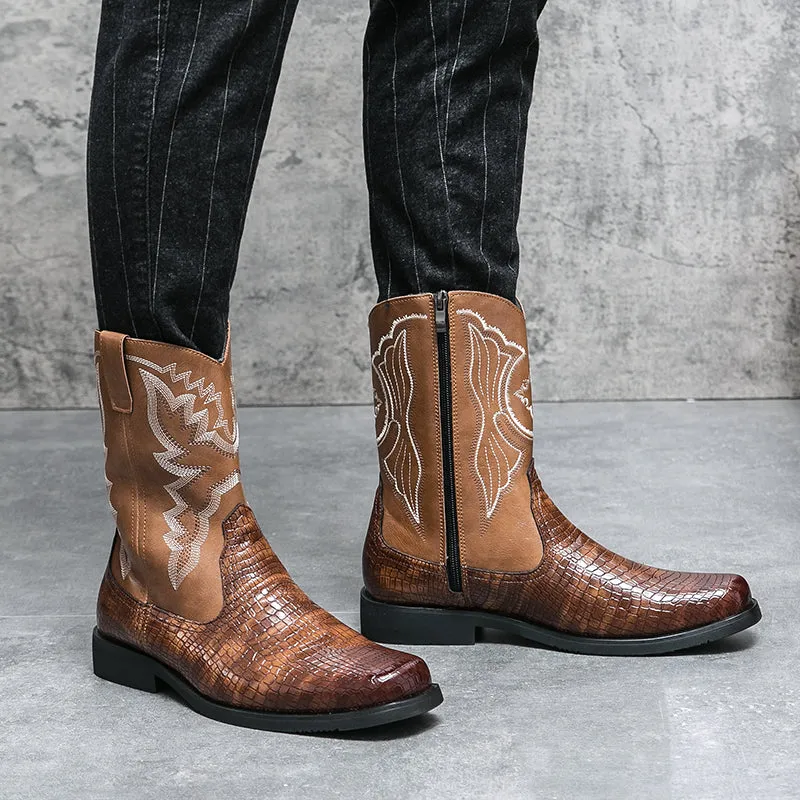 Men's Winter Crocodile Pattern Boots