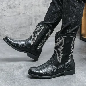 Men's Winter Crocodile Pattern Boots