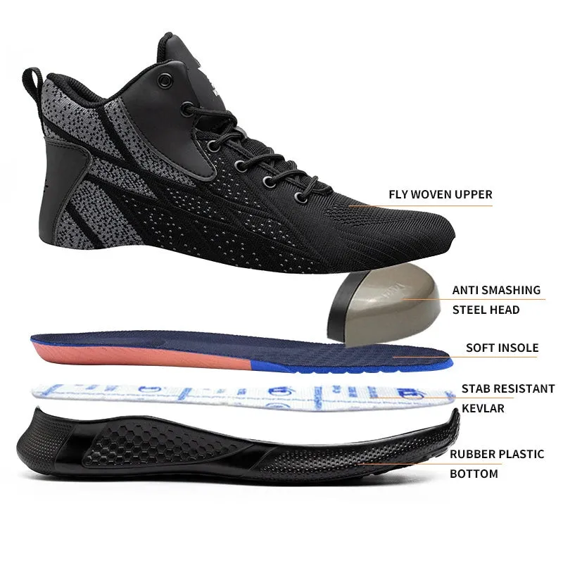 Men's Work Shoes Steel Toe Anti-Puncture Safety Shoes Man Comfortable Lightweight Fashion Men's Safety Shoes Men's Work Boots