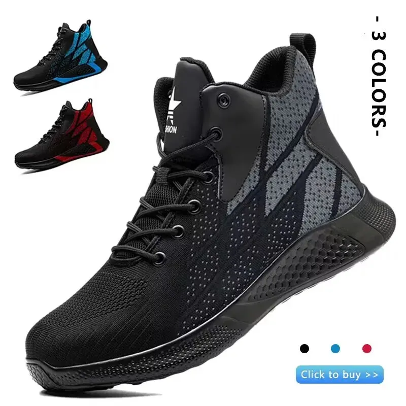 Men's Work Shoes Steel Toe Anti-Puncture Safety Shoes Man Comfortable Lightweight Fashion Men's Safety Shoes Men's Work Boots